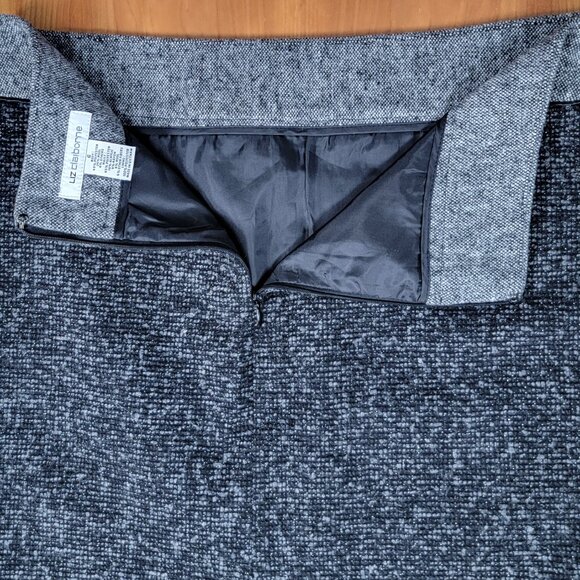 Liz Claiborne Lined Gray Black Heather Wool Blend Pencil Skirt - 6 - Picture 5 of 7